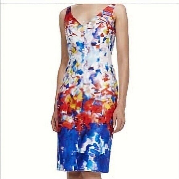 MILLY Size 4 Multi Primary Color Cotton Fitted Dress - Picture 1 of 9